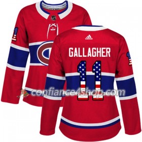 Adidas Maillot de Hockey Montreal Canadiens Brendan Gallagher 11 2017-2018 Rouge USA Flag Fashion Authentic - Femme